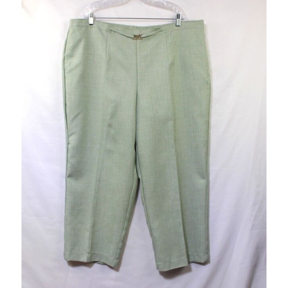 Alfred Dunner Womens Pull On Pant 24W Green Elastic Comfort Waist Office